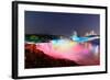 Niagara Falls Lit at Night by Colorful Lights-Songquan Deng-Framed Photographic Print