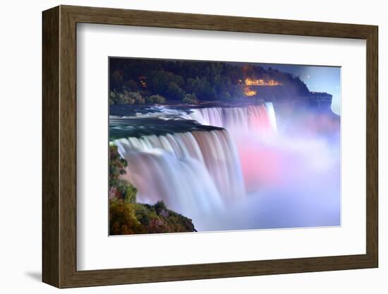 Niagara Falls Lit at Night by Colorful Lights-Songquan Deng-Framed Photographic Print