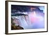 Niagara Falls Lit at Night by Colorful Lights-Songquan Deng-Framed Photographic Print