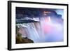 Niagara Falls Lit at Night by Colorful Lights-Songquan Deng-Framed Photographic Print