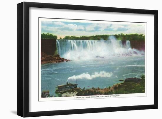 Niagara Falls, New York - American Falls Maid of the Mist View-Lantern Press-Framed Art Print