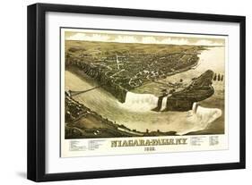 Niagara Falls, New York - Panoramic Map-Lantern Press-Framed Premium Giclee Print