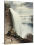 Niagara Falls, Part of the American Fall from the Foot of the Staircase, circa 1829-William James Bennett-Stretched Canvas