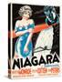 Niagara, L-R: Marilyn Monroe, Joseph Cotten on Danish Poster Art, 1953-null-Stretched Canvas