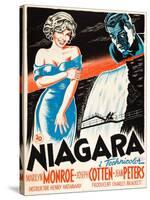 Niagara, L-R: Marilyn Monroe, Joseph Cotten on Danish Poster Art, 1953-null-Stretched Canvas