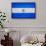 Nicaragua Flag Design with Wood Patterning - Flags of the World Series-Philippe Hugonnard-Framed Stretched Canvas displayed on a wall