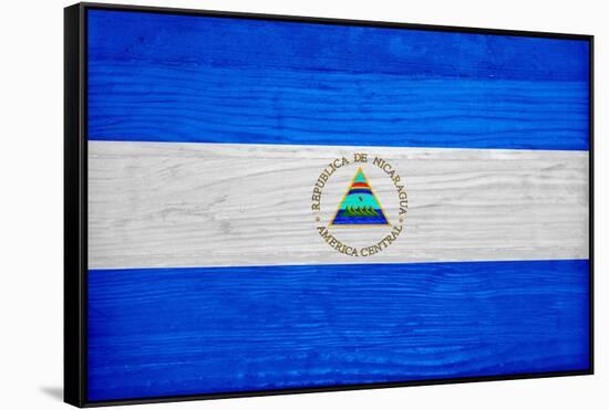 Nicaragua Flag Design with Wood Patterning - Flags of the World Series-Philippe Hugonnard-Framed Stretched Canvas