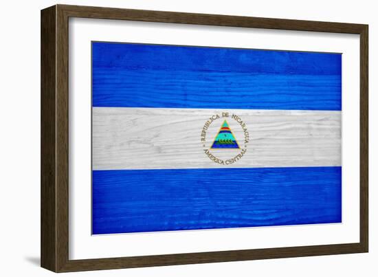 Nicaragua Flag Design with Wood Patterning - Flags of the World Series-Philippe Hugonnard-Framed Art Print