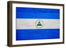 Nicaragua Flag Design with Wood Patterning - Flags of the World Series-Philippe Hugonnard-Framed Art Print