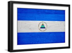 Nicaragua Flag Design with Wood Patterning - Flags of the World Series-Philippe Hugonnard-Framed Art Print