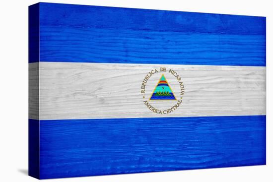 Nicaragua Flag Design with Wood Patterning - Flags of the World Series-Philippe Hugonnard-Stretched Canvas