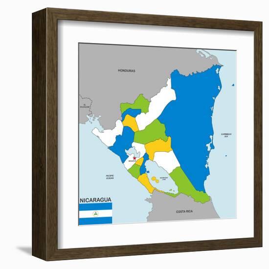 Nicaragua Map-tony4urban-Framed Art Print