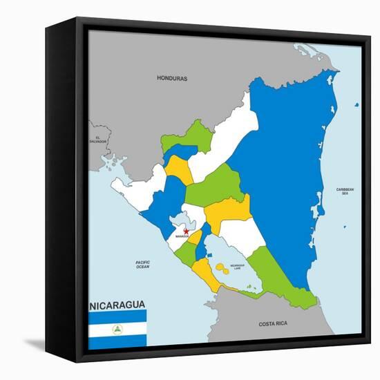 Nicaragua Map-tony4urban-Framed Stretched Canvas