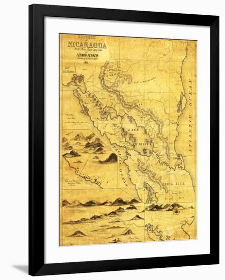 Nicaragua - Panoramic Map-Lantern Press-Framed Art Print