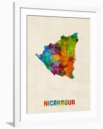 Nicaragua Watercolor Map-Michael Tompsett-Framed Art Print