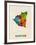 Nicaragua Watercolor Map-Michael Tompsett-Framed Art Print