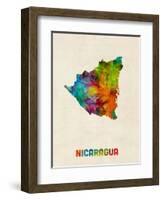 Nicaragua Watercolor Map-Michael Tompsett-Framed Art Print