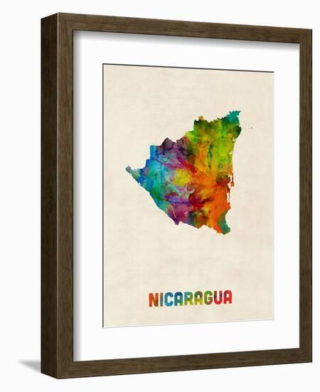 Nicaragua Watercolor Map-Michael Tompsett-Framed Art Print