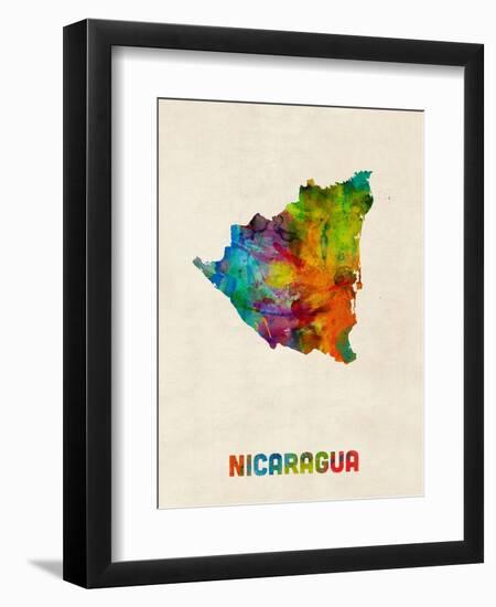 Nicaragua Watercolor Map-Michael Tompsett-Framed Art Print