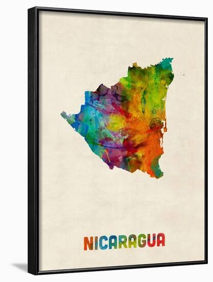 Nicaragua Watercolor Map-Michael Tompsett-Framed Art Print