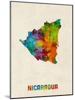 Nicaragua Watercolor Map-Michael Tompsett-Mounted Art Print