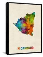 Nicaragua Watercolor Map-Michael Tompsett-Framed Stretched Canvas