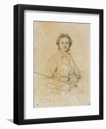 Niccolo Paganini, Violinist, 1819-Jean-Auguste-Dominique Ingres-Framed Premium Giclee Print