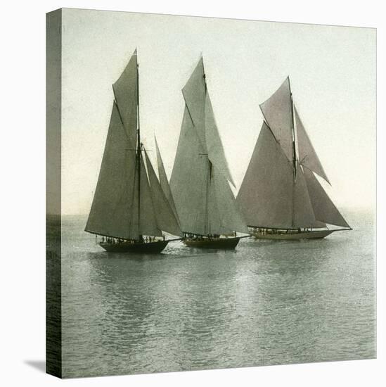 Nice (Alpes-Maritimes, France), Race of Sailing Boats, Circa 1890-1895-Leon, Levy et Fils-Stretched Canvas