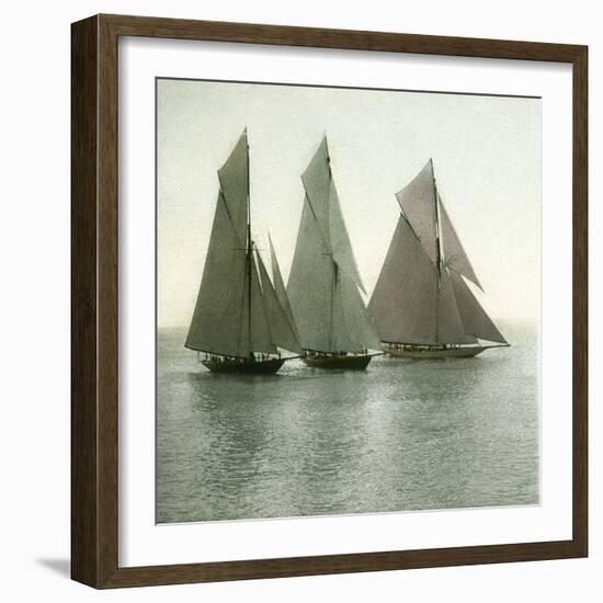 Nice (Alpes-Maritimes, France), Race of Sailing Boats, Circa 1890-1895-Leon, Levy et Fils-Framed Photographic Print