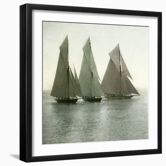 Nice (Alpes-Maritimes, France), Race of Sailing Boats, Circa 1890-1895-Leon, Levy et Fils-Framed Photographic Print