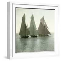 Nice (Alpes-Maritimes, France), Race of Sailing Boats, Circa 1890-1895-Leon, Levy et Fils-Framed Photographic Print