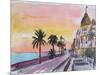 Nice France Seaview Boulevard at Sunset-Markus Bleichner-Mounted Art Print