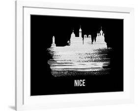 Nice Skyline Brush Stroke - White-NaxArt-Framed Art Print