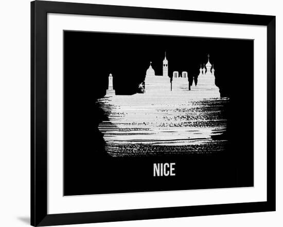 Nice Skyline Brush Stroke - White-NaxArt-Framed Art Print