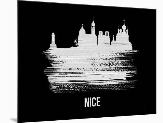 Nice Skyline Brush Stroke - White-NaxArt-Mounted Art Print