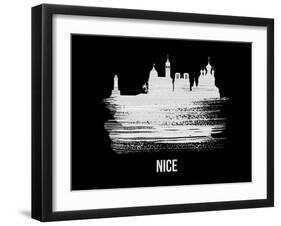 Nice Skyline Brush Stroke - White-NaxArt-Framed Art Print