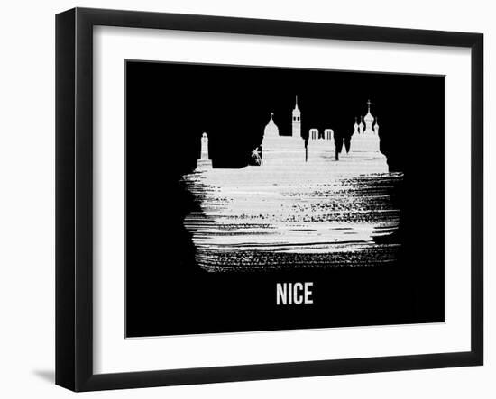 Nice Skyline Brush Stroke - White-NaxArt-Framed Art Print