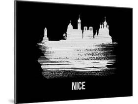 Nice Skyline Brush Stroke - White-NaxArt-Mounted Art Print