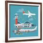 Nice Vector Concept Layout on Airport in Trendy Flat Design. Travel by Airways. Airport Terminal Wi-Mascha Tace-Framed Art Print