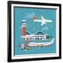 Nice Vector Concept Layout on Airport in Trendy Flat Design. Travel by Airways. Airport Terminal Wi-Mascha Tace-Framed Art Print