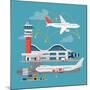 Nice Vector Concept Layout on Airport in Trendy Flat Design. Travel by Airways. Airport Terminal Wi-Mascha Tace-Mounted Art Print