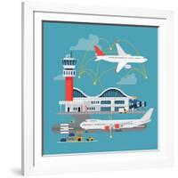 Nice Vector Concept Layout on Airport in Trendy Flat Design. Travel by Airways. Airport Terminal Wi-Mascha Tace-Framed Art Print