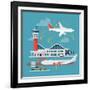 Nice Vector Concept Layout on Airport in Trendy Flat Design. Travel by Airways. Airport Terminal Wi-Mascha Tace-Framed Art Print