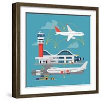Nice Vector Concept Layout on Airport in Trendy Flat Design. Travel by Airways. Airport Terminal Wi-Mascha Tace-Framed Art Print