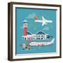 Nice Vector Concept Layout on Airport in Trendy Flat Design. Travel by Airways. Airport Terminal Wi-Mascha Tace-Framed Art Print