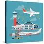 Nice Vector Concept Layout on Airport in Trendy Flat Design. Travel by Airways. Airport Terminal Wi-Mascha Tace-Stretched Canvas