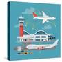 Nice Vector Concept Layout on Airport in Trendy Flat Design. Travel by Airways. Airport Terminal Wi-Mascha Tace-Stretched Canvas