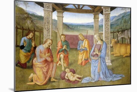 Niche with Annunciation, Christ in Glory and Nativity-Pietro Perugino-Mounted Giclee Print