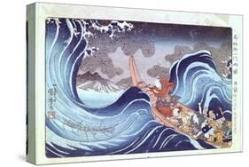 Nichiren Calming the Storm, 19th Century-Utagawa Kuniyoshi-Stretched Canvas