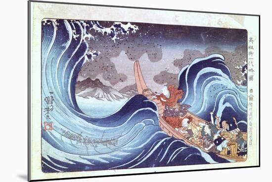 Nichiren Calming the Storm, 19th Century-Utagawa Kuniyoshi-Mounted Giclee Print